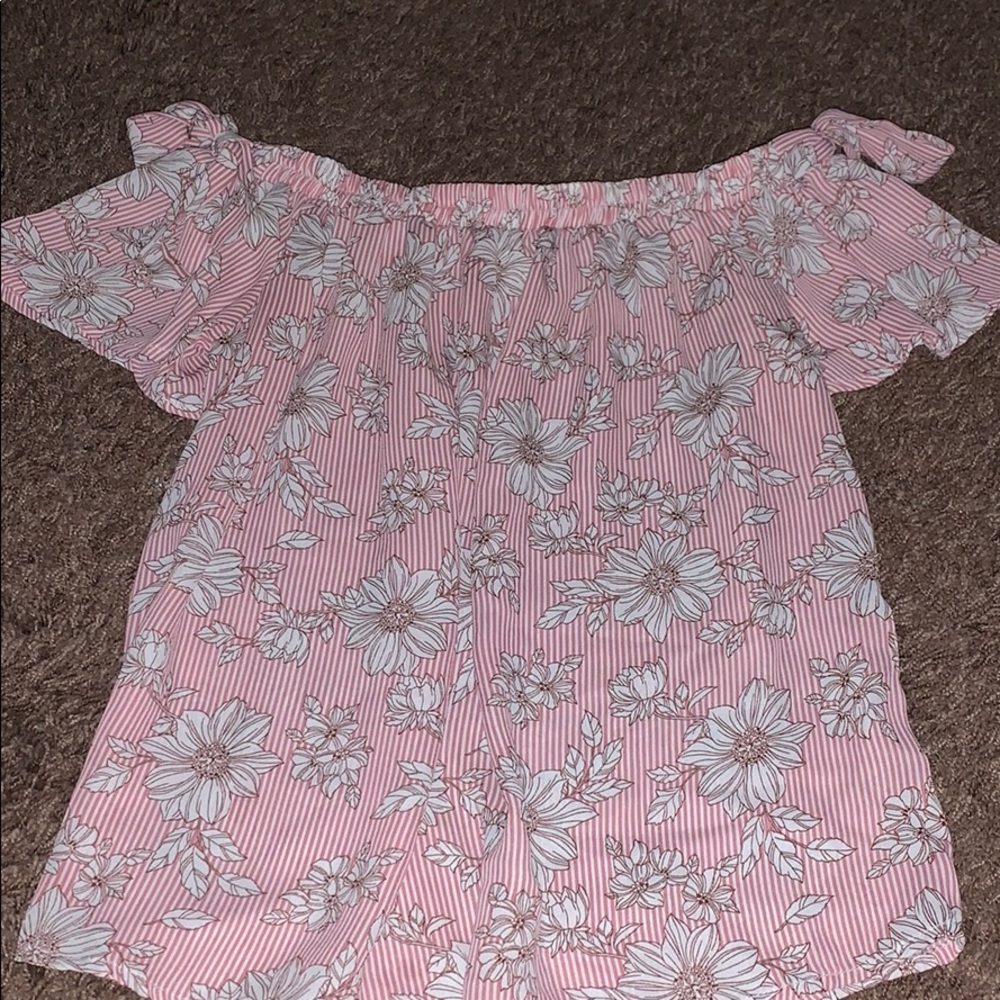 off the shoulder flower print top